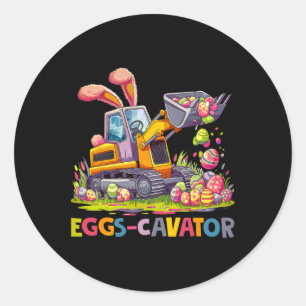 Eggscavator Easter Egg Hunt Construction Trucks To Classic Round Sticker