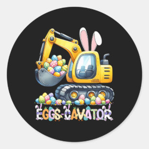 Eggscavator Easter Egg Hunt Construction Trucks To Classic Round Sticker