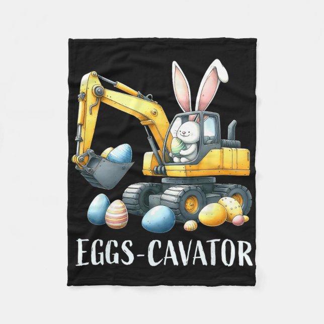 Eggscavator Easter Egg Hunt Construction Trucks To Fleece Blanket (Front)