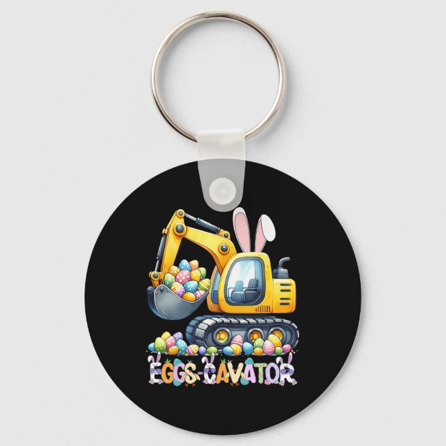 Eggscavator Easter Egg Hunt Construction Trucks To Key Ring (Front)