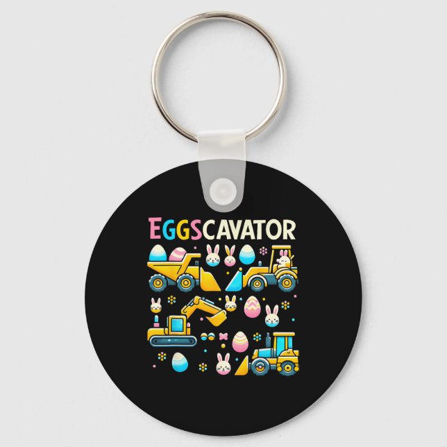 Eggscavator Easter Egg Hunt Construction Trucks To Key Ring (Front)