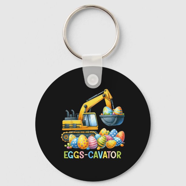 Eggscavator Easter Egg Hunt Construction Trucks To Key Ring (Front)