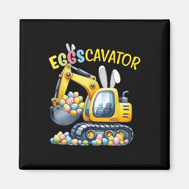 Eggscavator Easter Egg Hunt Construction Trucks To Magnet (Front)