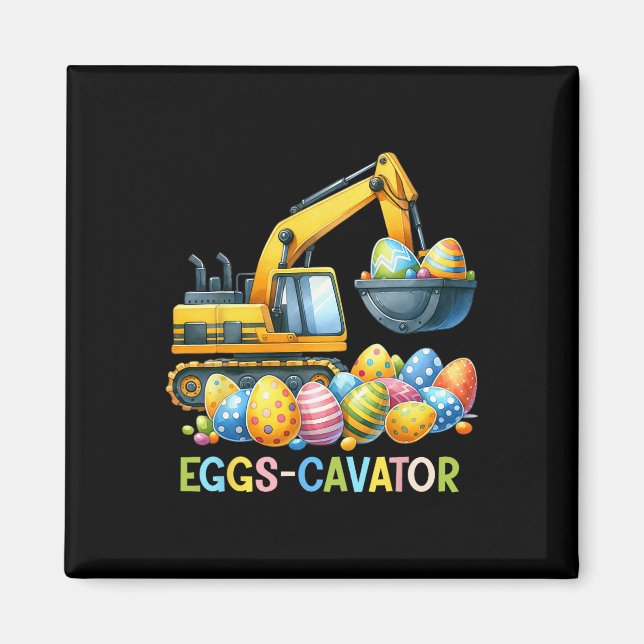 Eggscavator Easter Egg Hunt Construction Trucks To Magnet (Front)