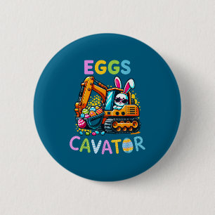 Eggscavator Excavator Easter Day Bunny 6 Cm Round Badge