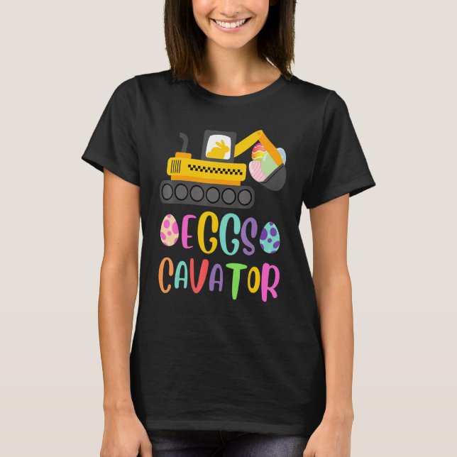 Eggscavator Excavator Easter Egg Hunt T-Shirt (Front)