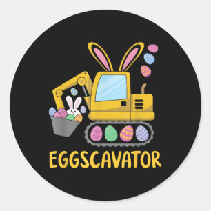 Eggscavator Happy Easter Excavator Hunting Egg Boy Classic Round Sticker