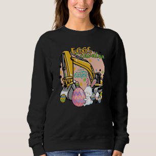 EggsCavator Happy Easter Excavator Hunting Egg Kid Sweatshirt