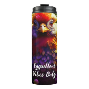 Eggsellent Vibes Only   Colourful Chicken Art Thermal Tumbler
