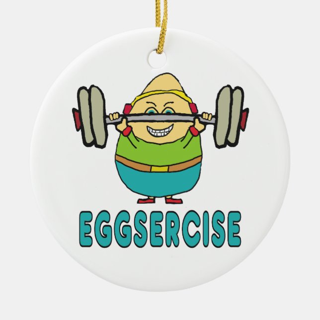 Eggsercise Egg Pun Exercise Ceramic Ornament (Front)