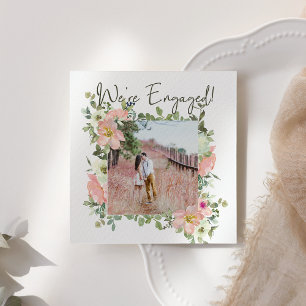 Eggshell and Blush Floral Add Photo Engagement