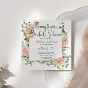 Eggshell and Blush Floral Bridal Shower Invitation