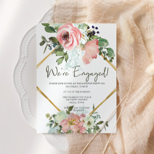 Eggshell and Blush Floral Engagement Party Invitation