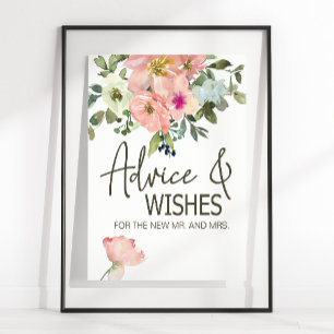 Eggshell and Blush Floral Wedding Card & Gifts Poster