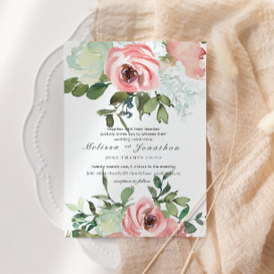 Eggshell and Blush Floral Wedding Invitation
