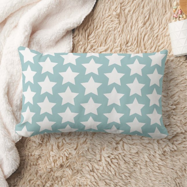Eggshell Blue & White Stars Kids / Nursery Lumbar Cushion (Blanket)
