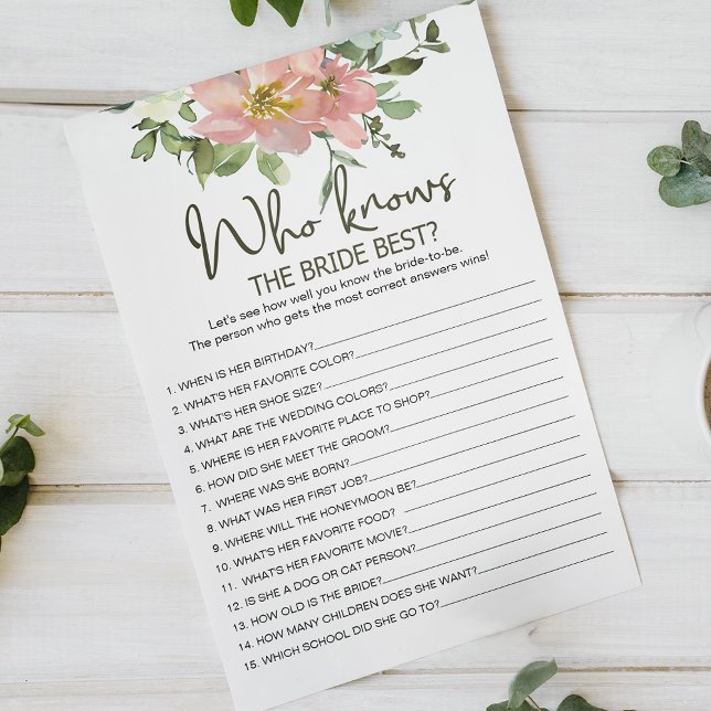 Eggshell Blush Floral Game Who Knows Bride Best Flyer (Creator Uploaded)