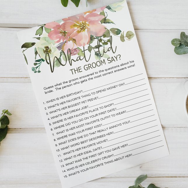 Eggshell Blush Floral Game Would the Groom Say Flyer (Creator Uploaded)