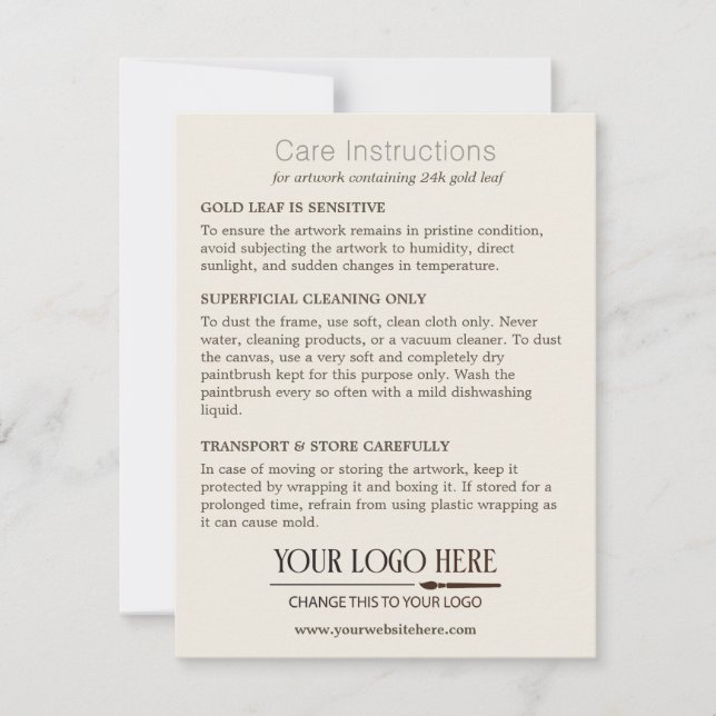 Eggshell Care Instructions for Artwork Your Logo (Front)