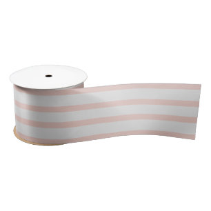 Eggshell Coral Horizontal Stripes Satin Ribbon