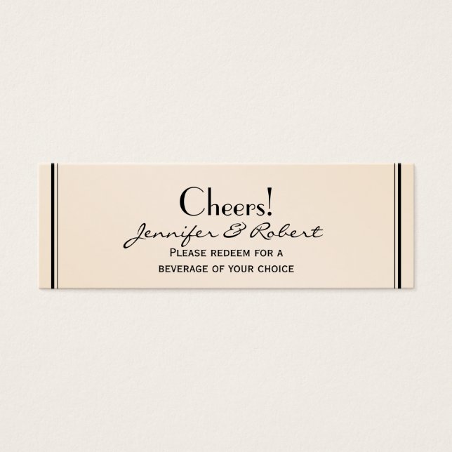 Eggshell Elegance Wedding Drink Tickets (Front)