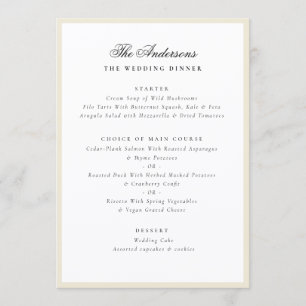 Eggshell Frame Calligraphy Name Wedding Dinner Menu