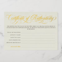 Eggshell Gold Swirls Certificate of Authenticity