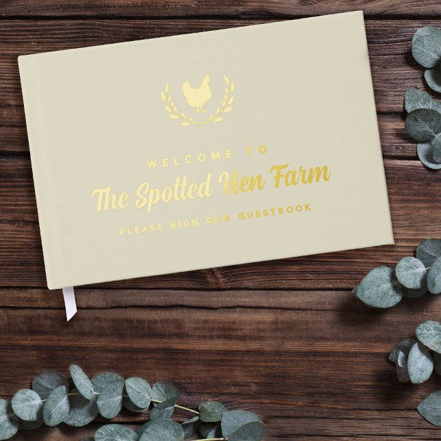 Eggshell Golden Hen Wreath Farmhouse Rental Guest Book (Creator Uploaded)