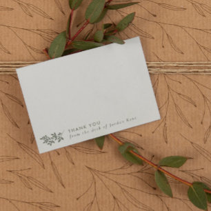 Eggshell & Green Branch Thank You From the Desk Of Card
