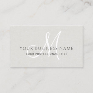 Eggshell Linen Simple Minimal Monogram Business Card