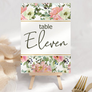 Eggshell Pink Blush Floral Wedding Table Number
