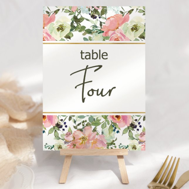 Eggshell Pink Blush Floral Wedding Table Number (Creator Uploaded)