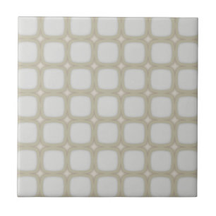 Eggshell Retro Rounded Squares Ceramic Tile