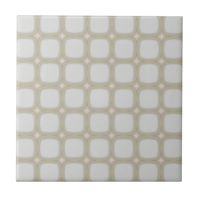 Eggshell Retro Rounded Squares Ceramic Tile (Front)
