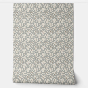 Eggshell White And Grey Floral Pattern Wallpaper