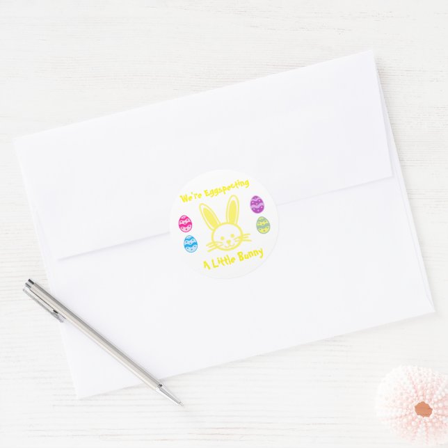 Eggspecting A Little Bunny Classic Round Sticker (Envelope)