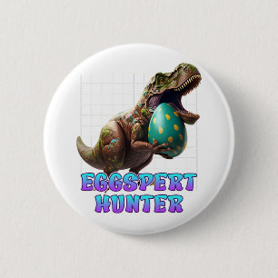 Eggspert Easter Eggs Hunt Dinosaur Easter Bunnies 6 Cm Round Badge