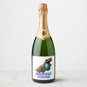 Eggspert Easter Eggs Hunt Dinosaur Easter Bunnies Sparkling Wine Label