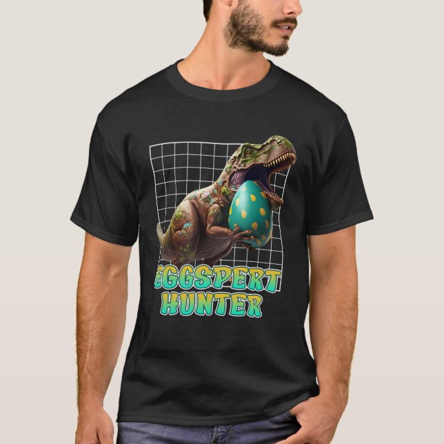 Eggspert Easter Eggs Hunt Dinosaur Easter Bunnies  T-Shirt (Front)