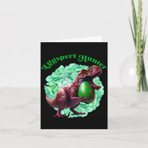 Eggspert Hunter Easter Egg Hunting Easter Dinosaur Card