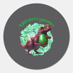 Eggspert Hunter Easter Egg Hunting Easter Dinosaur Classic Round Sticker