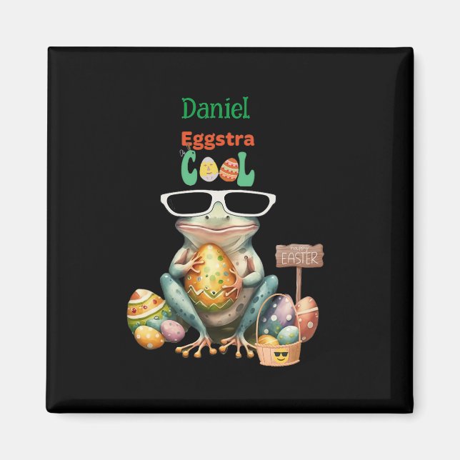 Eggstra Cool Frog with Sunglasses Easter Leap Year Magnet (Front)