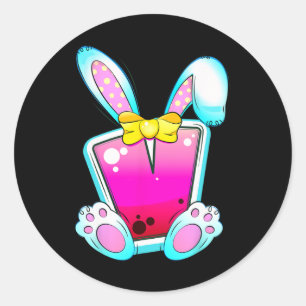 Eggstra Cute Easter Bunny Ears Coquette Bow Letter Classic Round Sticker