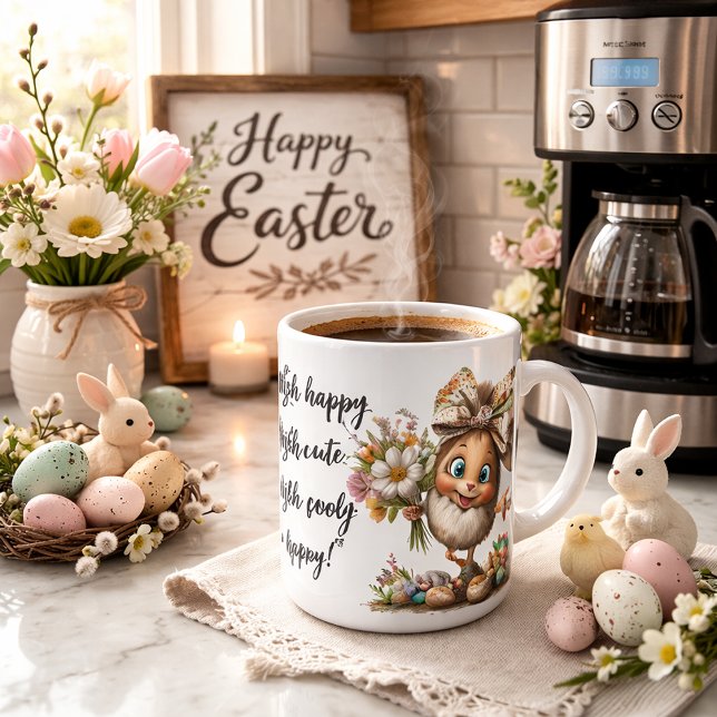 Eggstra Happy Easter Art with Customizable Name Coffee Mug (Creator Uploaded)