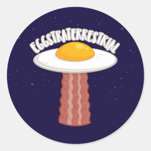 Eggstraterrestrial With Text Classic Round Sticker