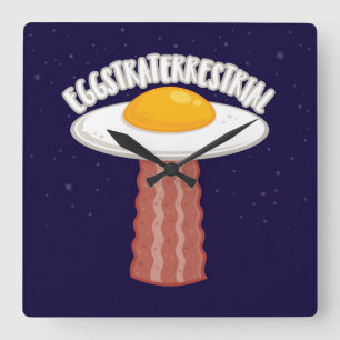 Eggstraterrestrial With Text Square Wall Clock