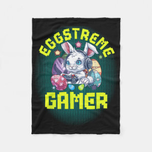 Eggstreme Gamer Easter Gaming Shirt For Boys Bunny Fleece Blanket