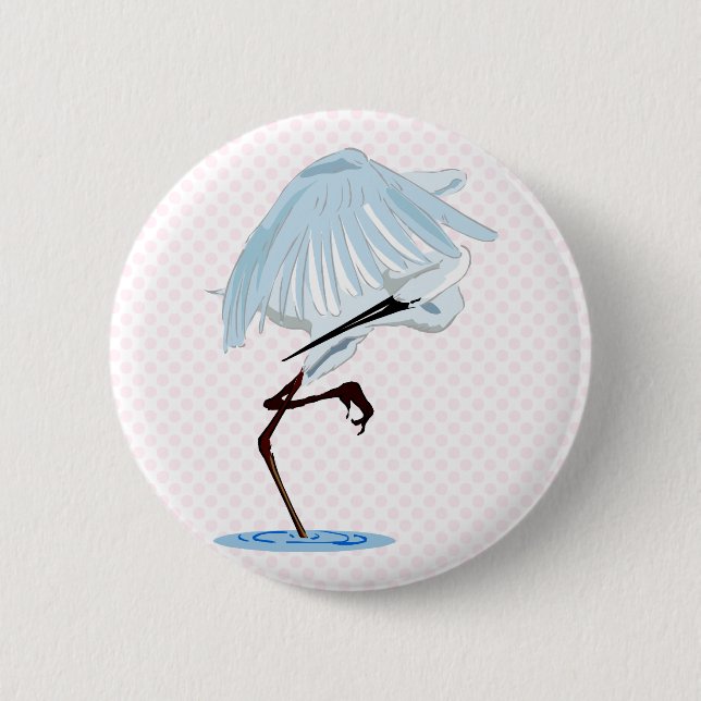 Eggy Egret 6 Cm Round Badge (Front)