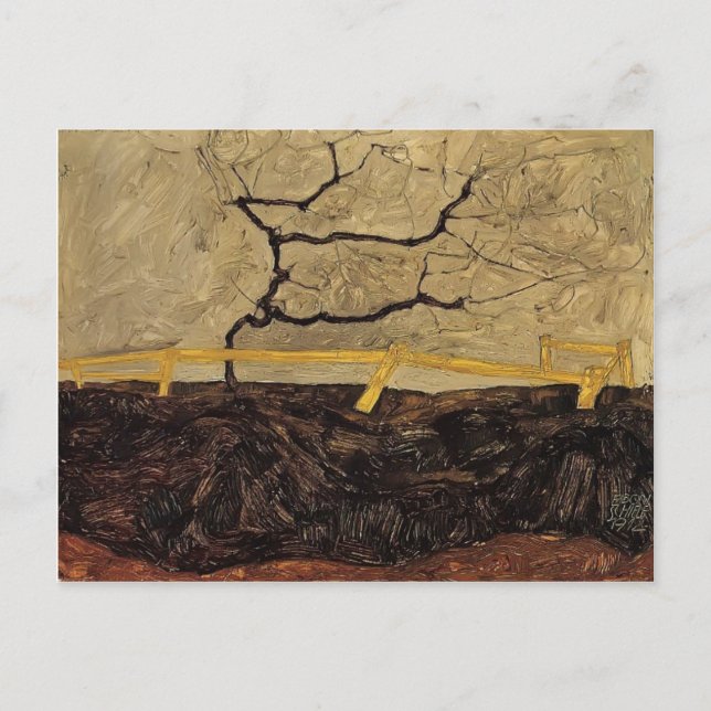 Egon Schiele- Bare Tree behind a Fence Postcard (Front)