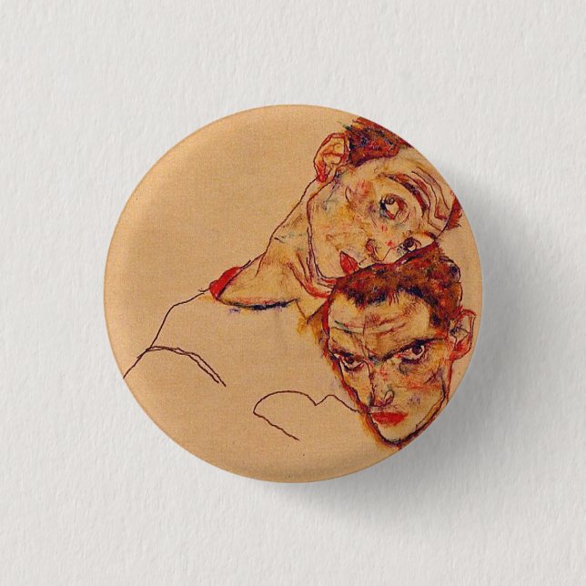 Egon Schiele - Double Self Portrait 3 Cm Round Badge (Front)